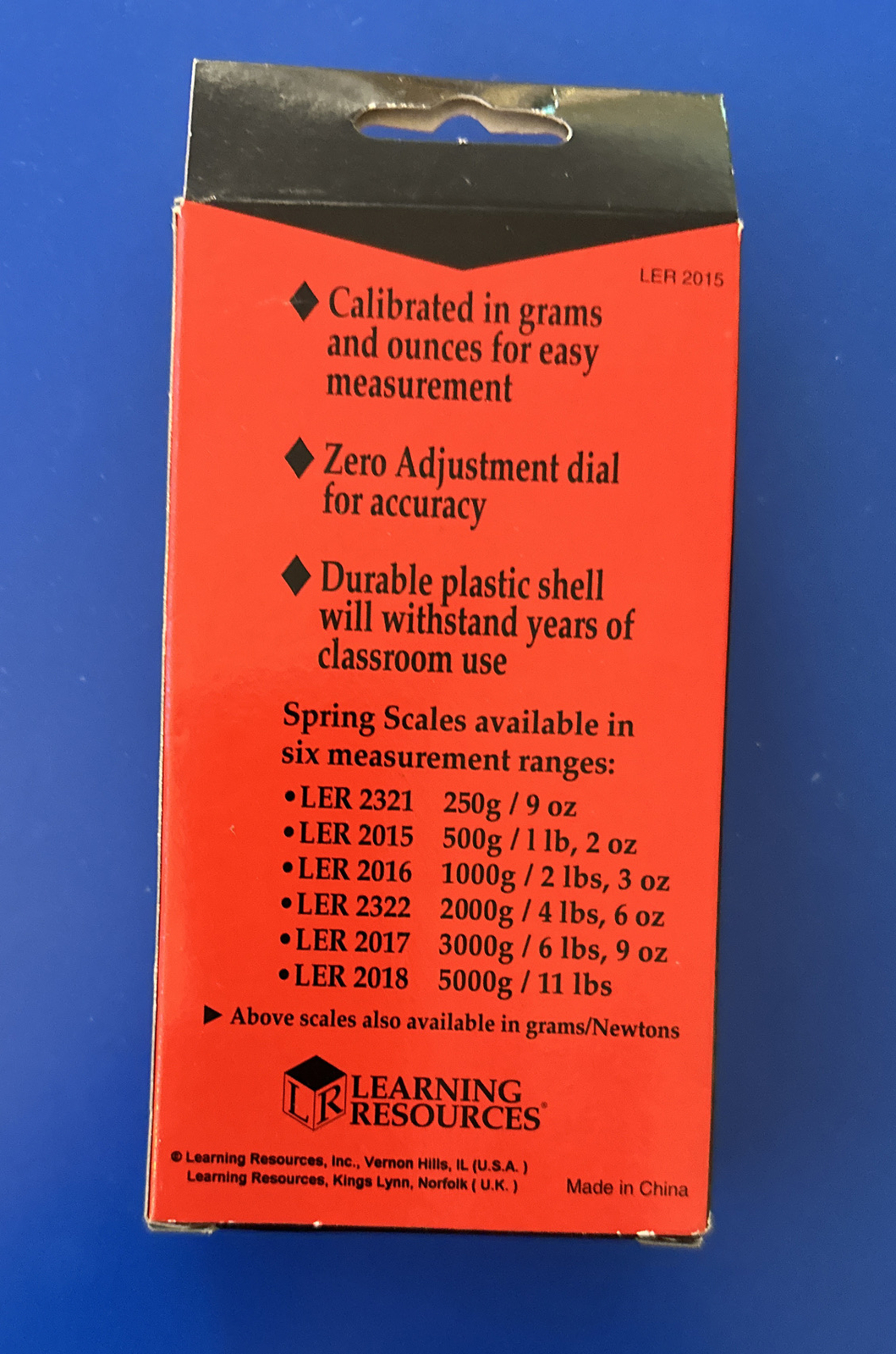 LEARNING RESOURCES SPRING SCALE 500 GRAMS-1 LBS-2 OZ