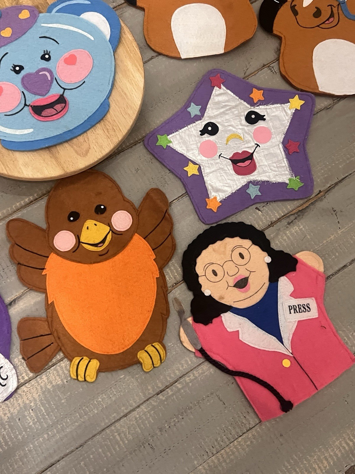 10″Hand Puppets- Felt, Flat lot 10 Teacher Story time or children’s activity