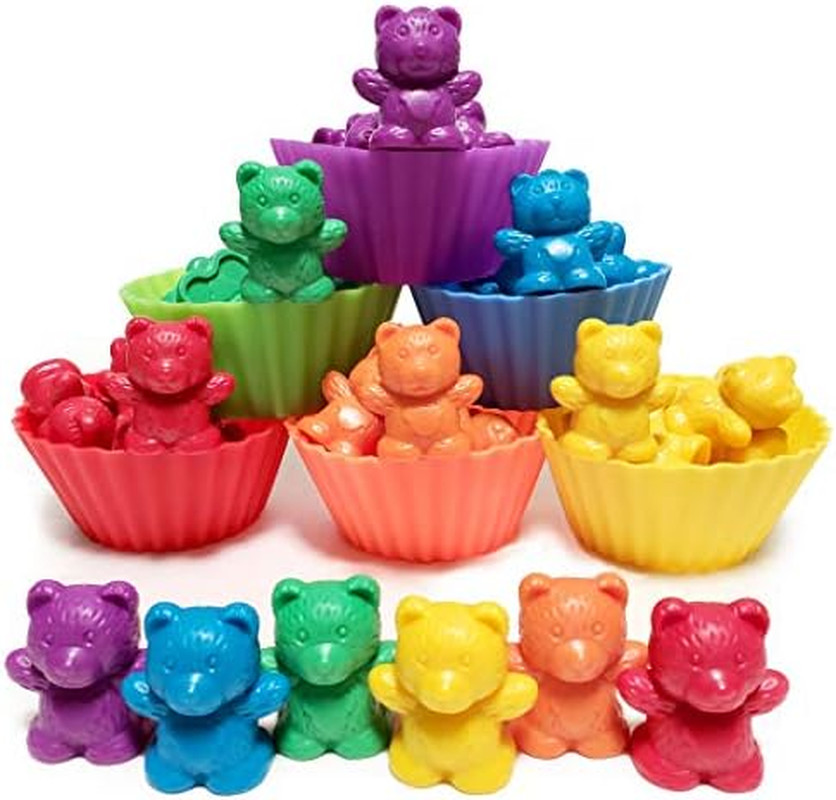 Jumbo Counting Bears with Stacking Cups – Montessori Educational Sorting Rainbow
