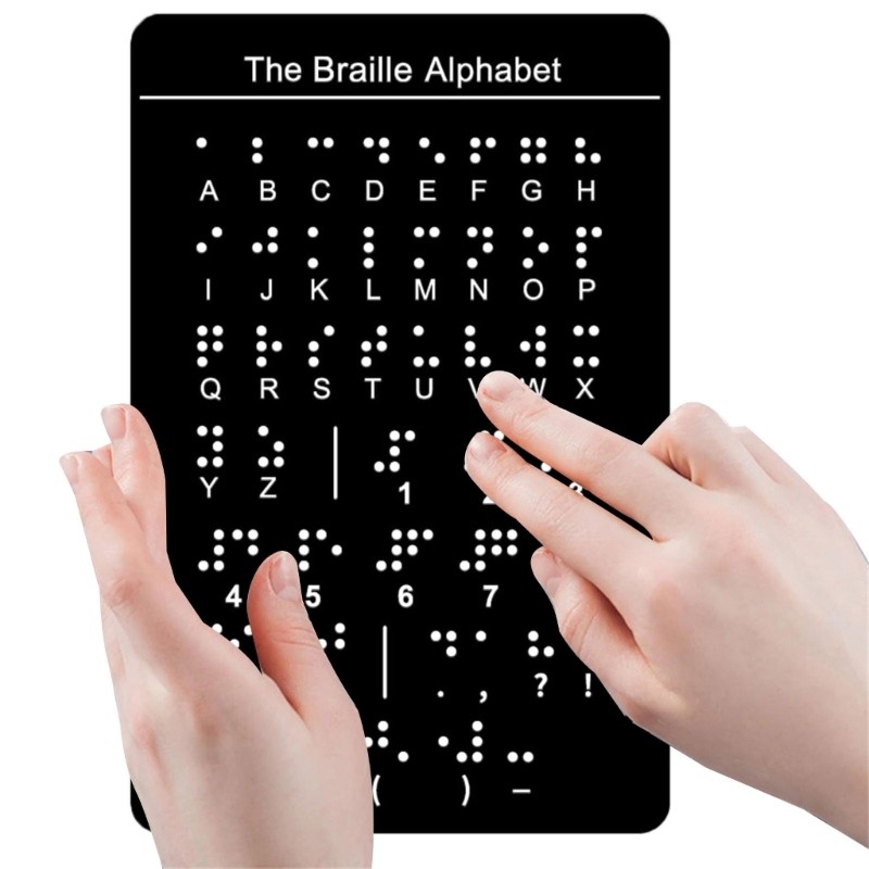 Beginner Braille Teaching Aid Braille Letter Board with Raised Dots 12×18.4cm