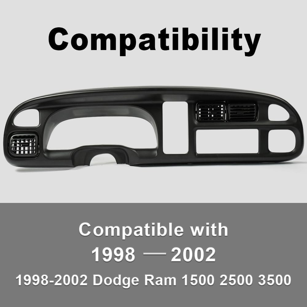 PIT66 Dash Board Bezel Cover Compatible with 1998 1999 2000 2001 2002 Dodge Ram