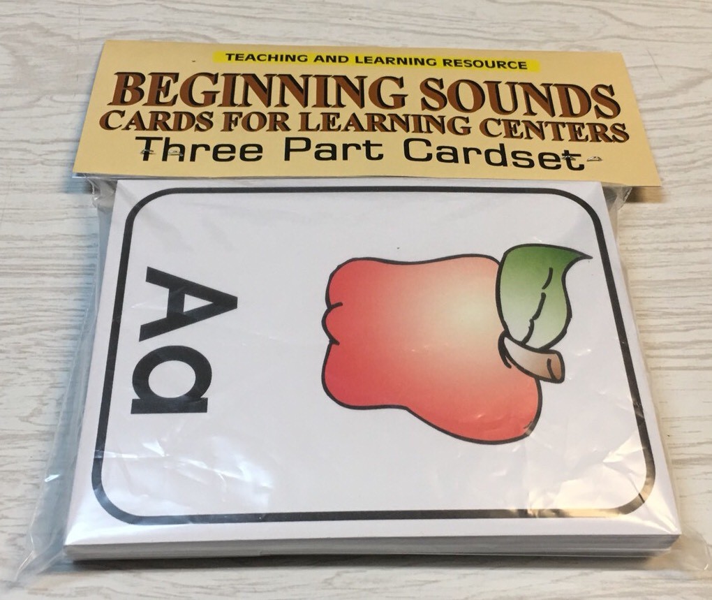 READING – Beginning Sound – Cards for Learning Center – Three Part Card –