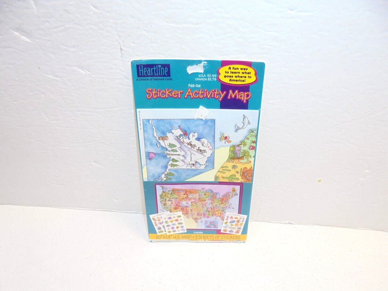 Fold Out Sticker Activity Map US Geography NEW OLD STOCK Hallmark