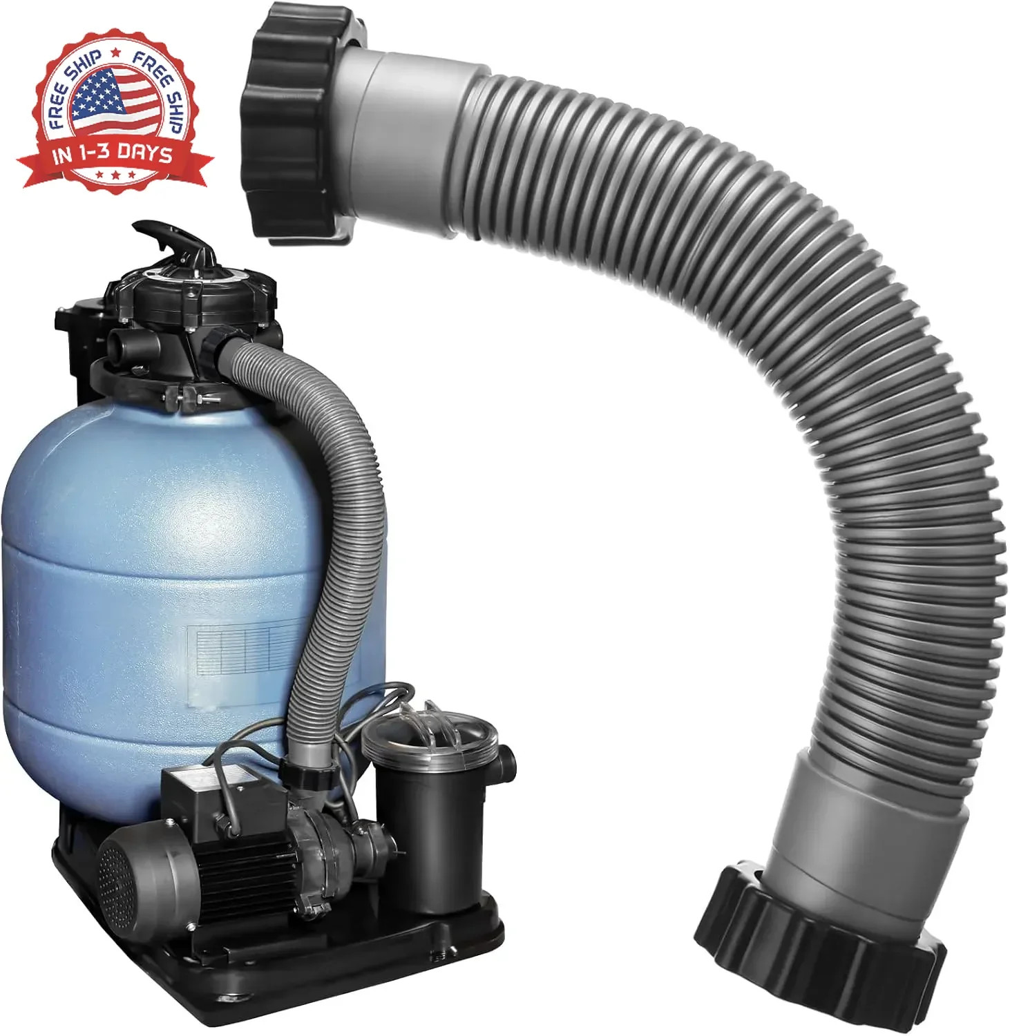 EBOOT 1 Pack 16 Inch Pool Pump Hoses for Above Ground Pools 1.5″ Diameter Sand F