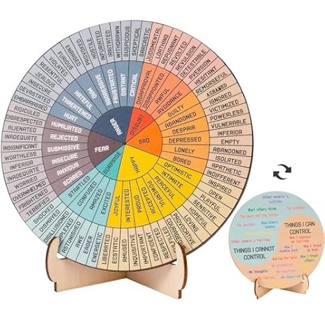 Double-Sided Feelings Wheel Chart – Mental Health Desk Decor & Gift
