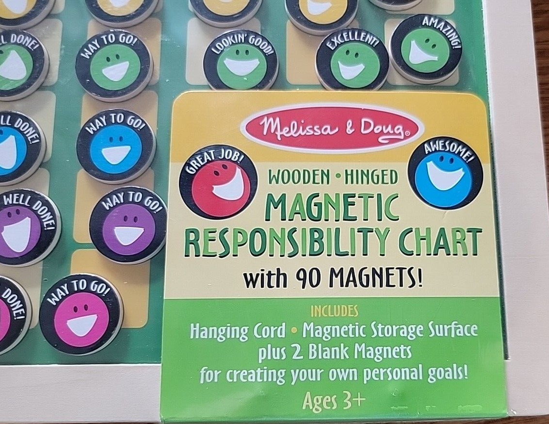 NEW MELISSA & DOUG Wood Frame MY MAGNETIC RESPONSIBILITY & CHORE TRACKING CHART