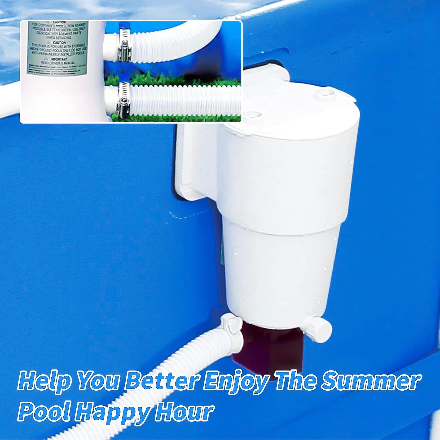 Pool Pump Hose 1.25″ x 59″, w/Clamps, For Above Ground Pools
