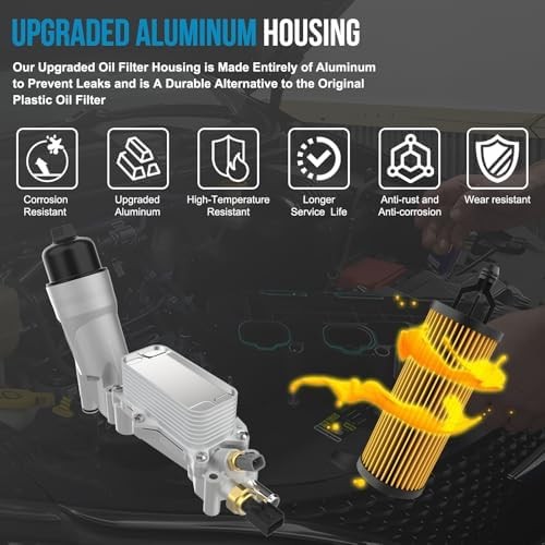 Aluminum Engine Oil Cooler, Oil Filter Housing 3.6L Adapter For 2017-2018 Chrysl