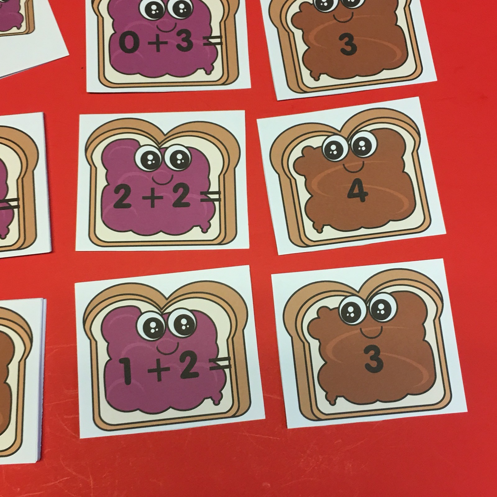 PEANUT BUTTER JELLY – Addition Facts 0-9 Matching Game 48 Cards