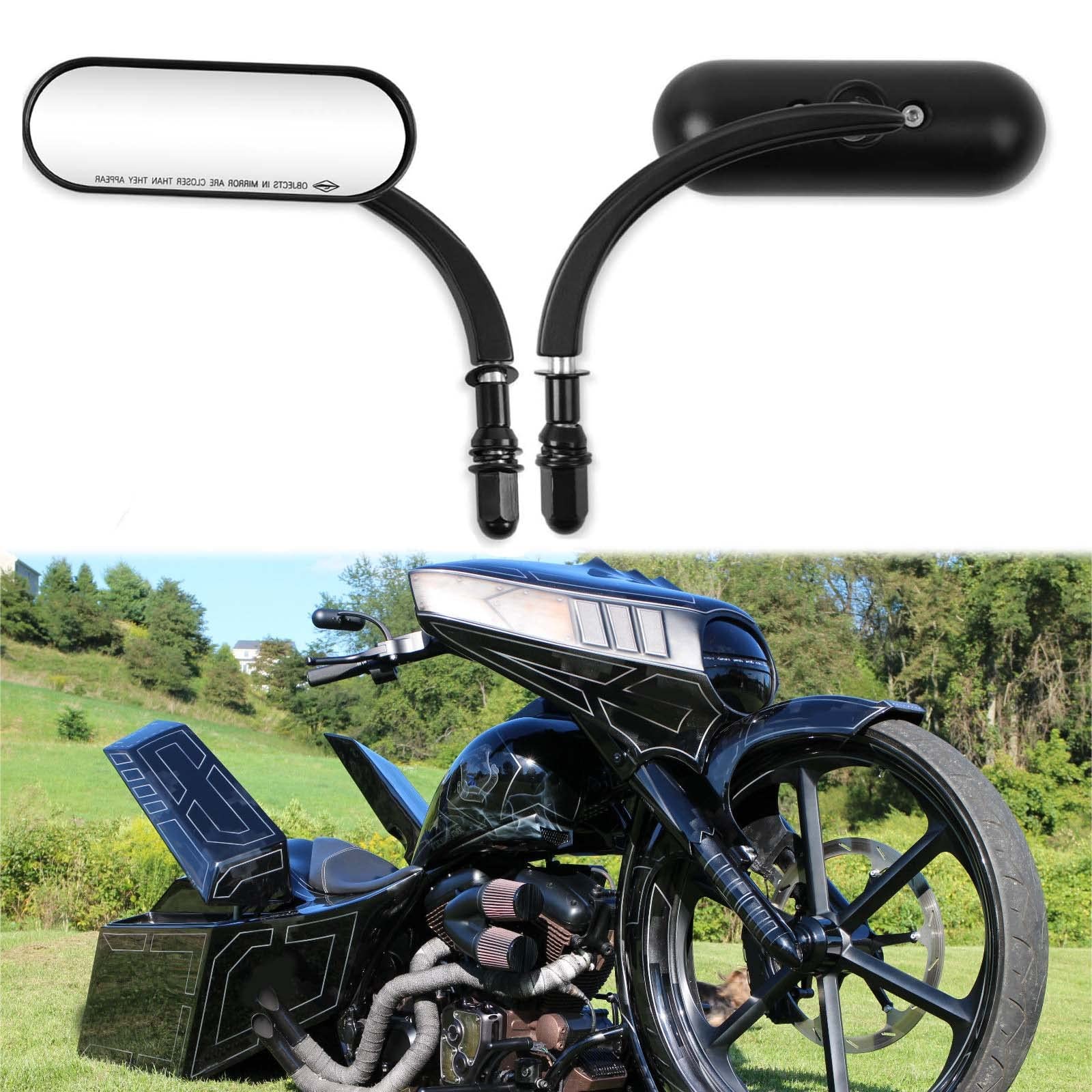 Motorcycle Mini Black Sportster Mirrors 8mm 10mm