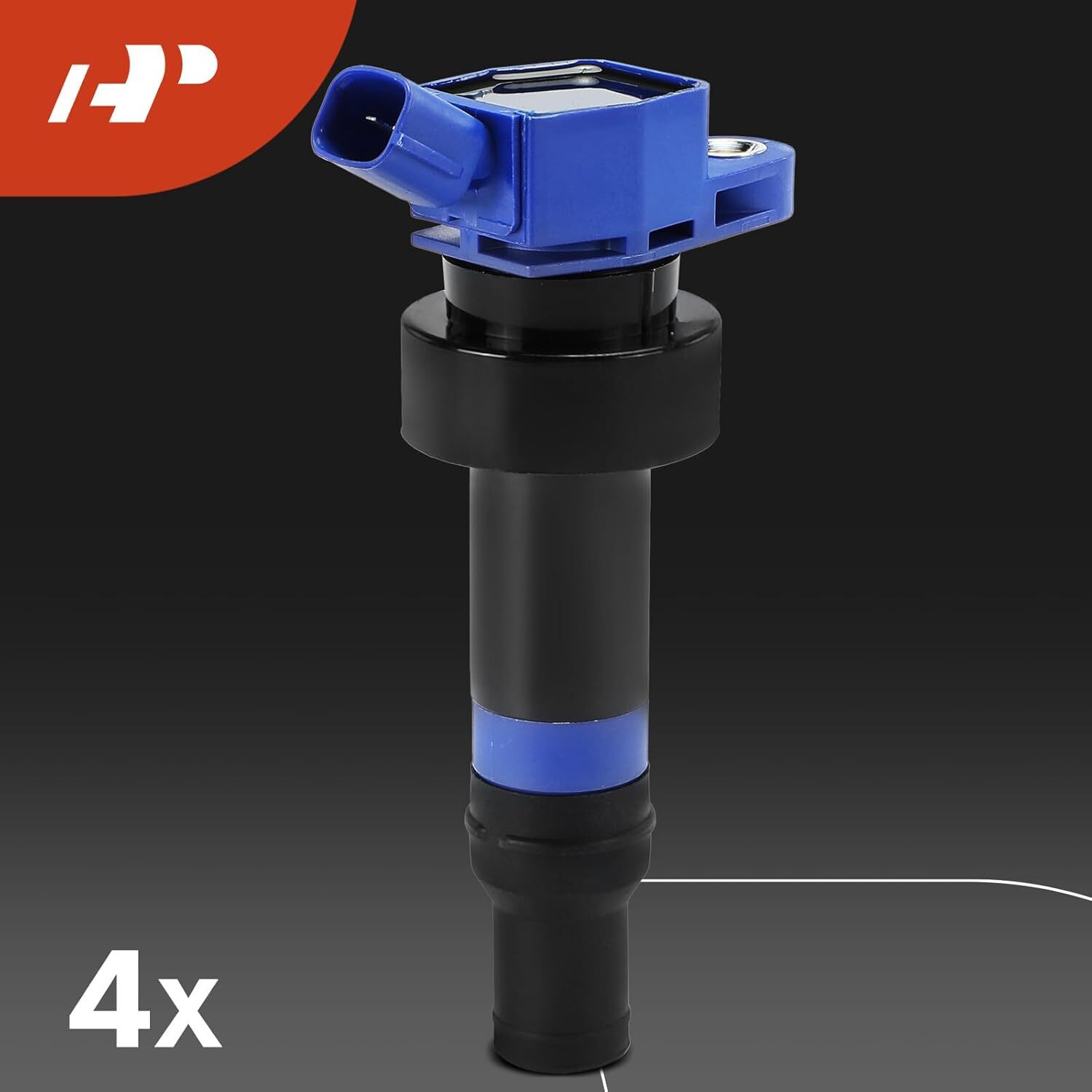 (Blue) Set of 4 Ignition Coil Pack and Iridium Spark Plugs Compatible w/ Kia APM