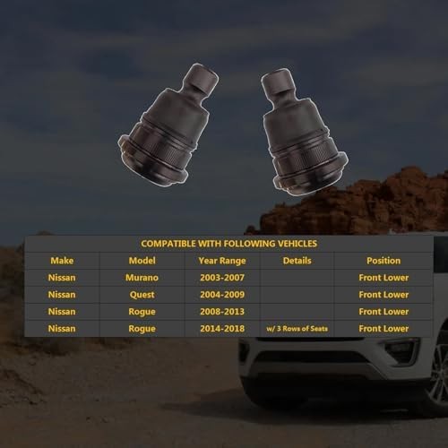 2pc Lower Ball Joint Kit K500129 for Nissan Rogue 2008-2013 & 2014-2018 (w/ 3 Ro