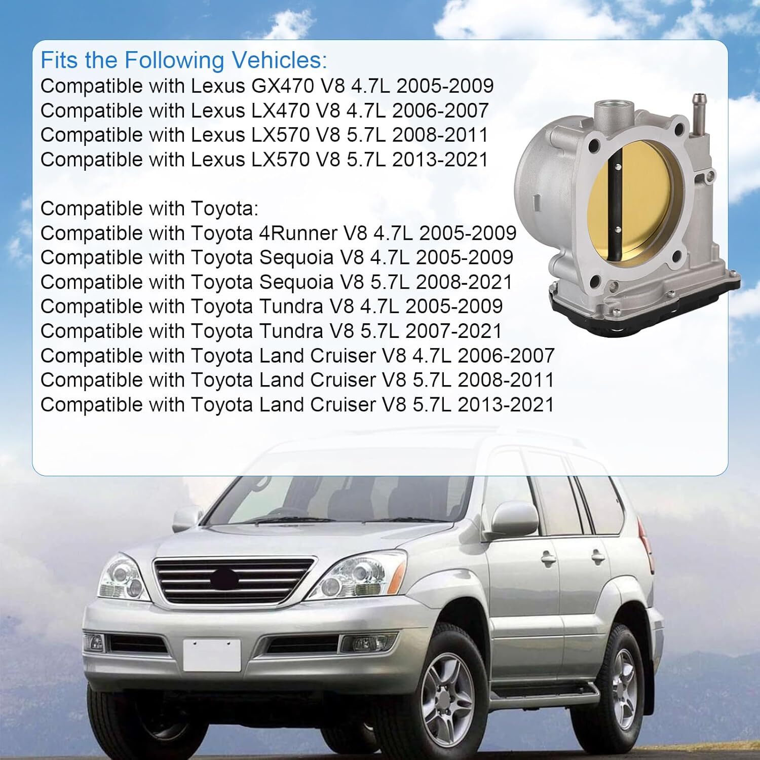 Electronic Throttle Body Compatible with Lexus GX470 LX470 LX570 LX570 Toyota