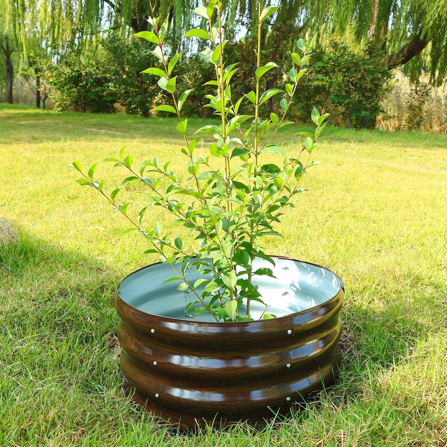 SnugNiture 2x2x1ft Round Galvanized Raised Garden Bed Kit Outdoor, Metal Planter