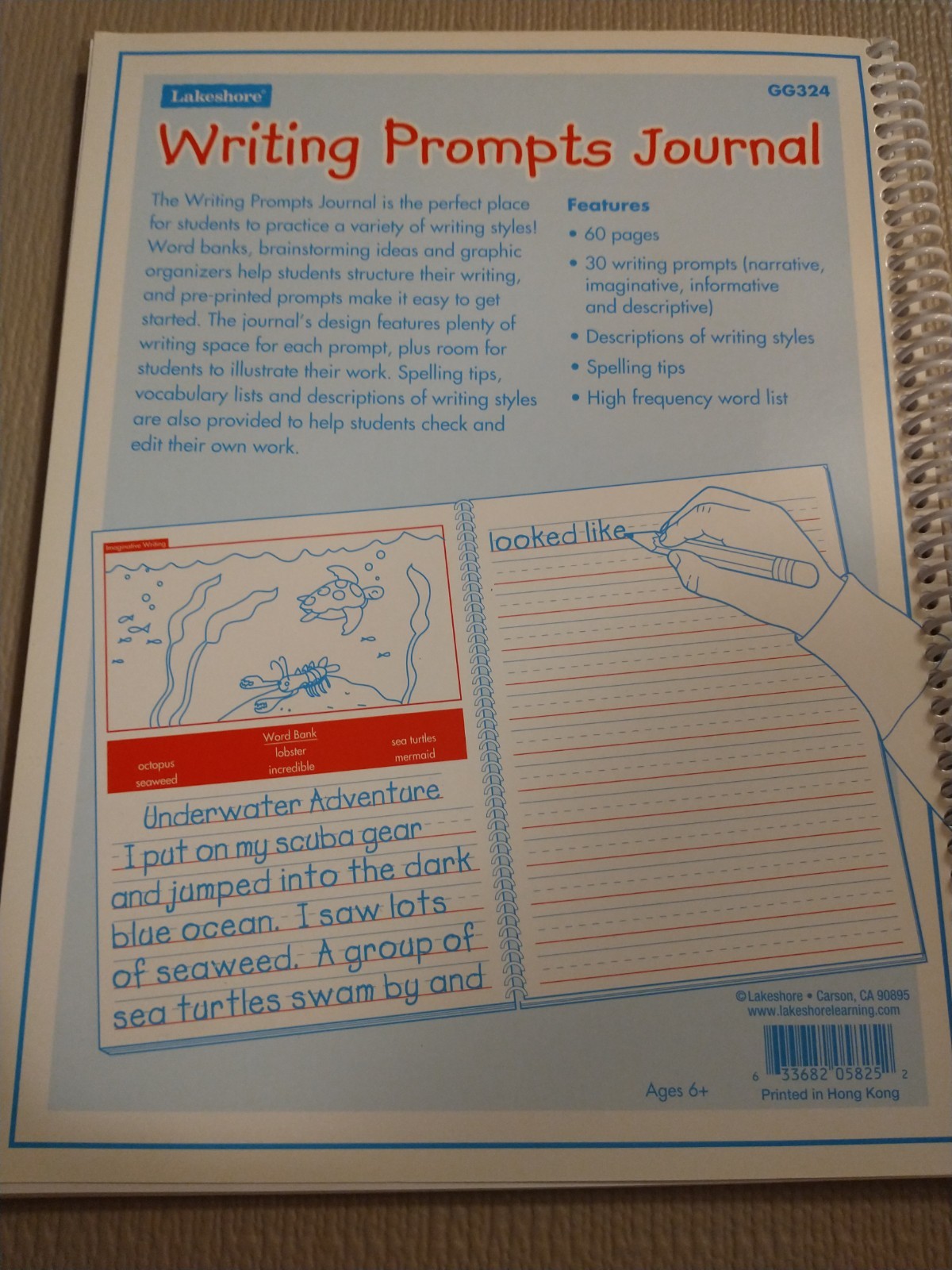 Lakeshore Writing Prompts Journal Spiral Bound for Kids Ages 6+ Multicolor