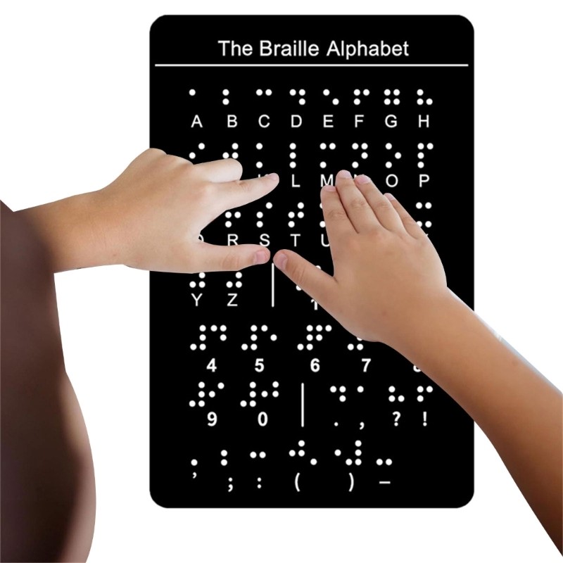 Beginner Braille Teaching Aid Braille Letter Board with Raised Dots 12×18.4cm