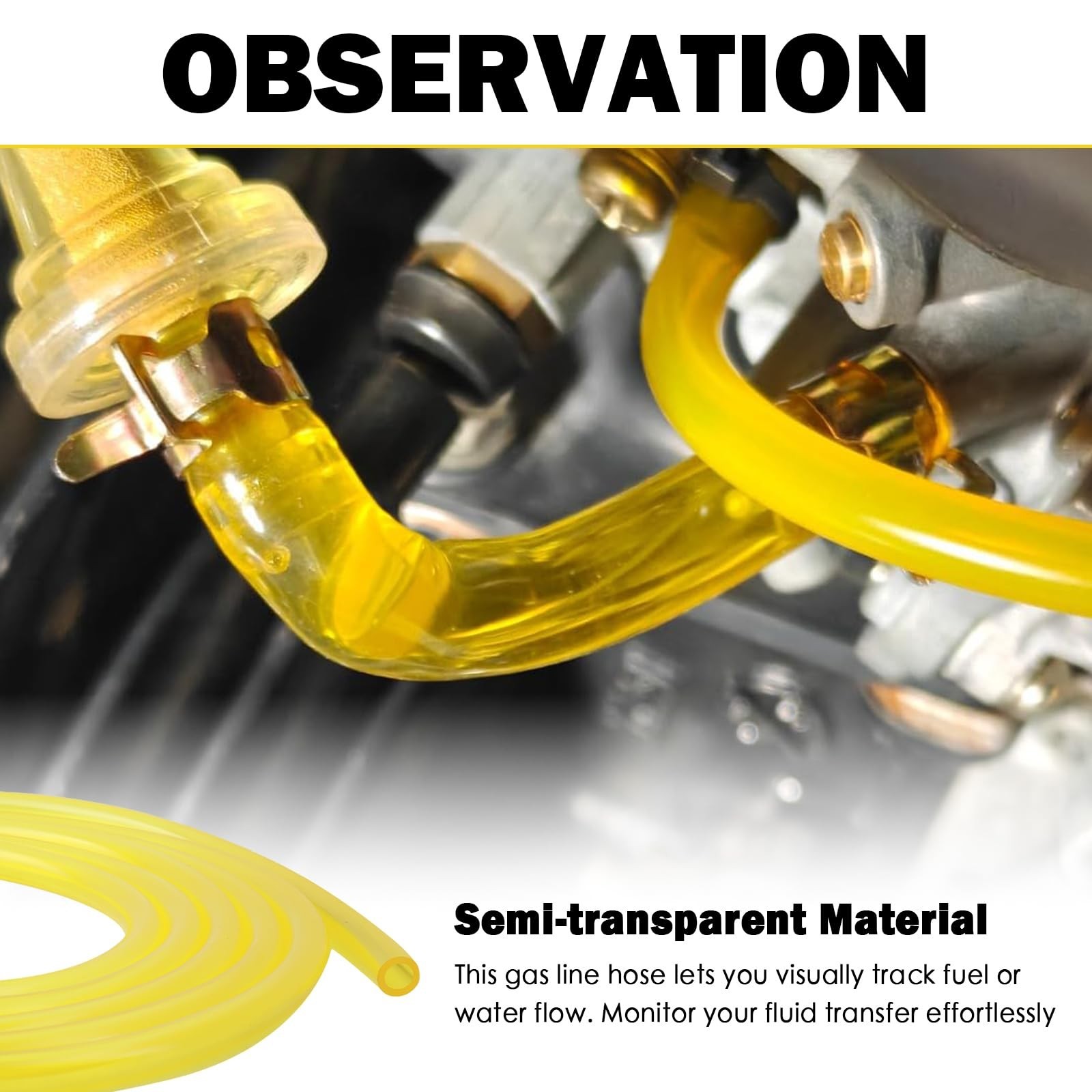 9.84Ft ID 6mm x OD 9mm Fuel Line Hose,Flexible Semi-Opaque 6mm Small Engine F…