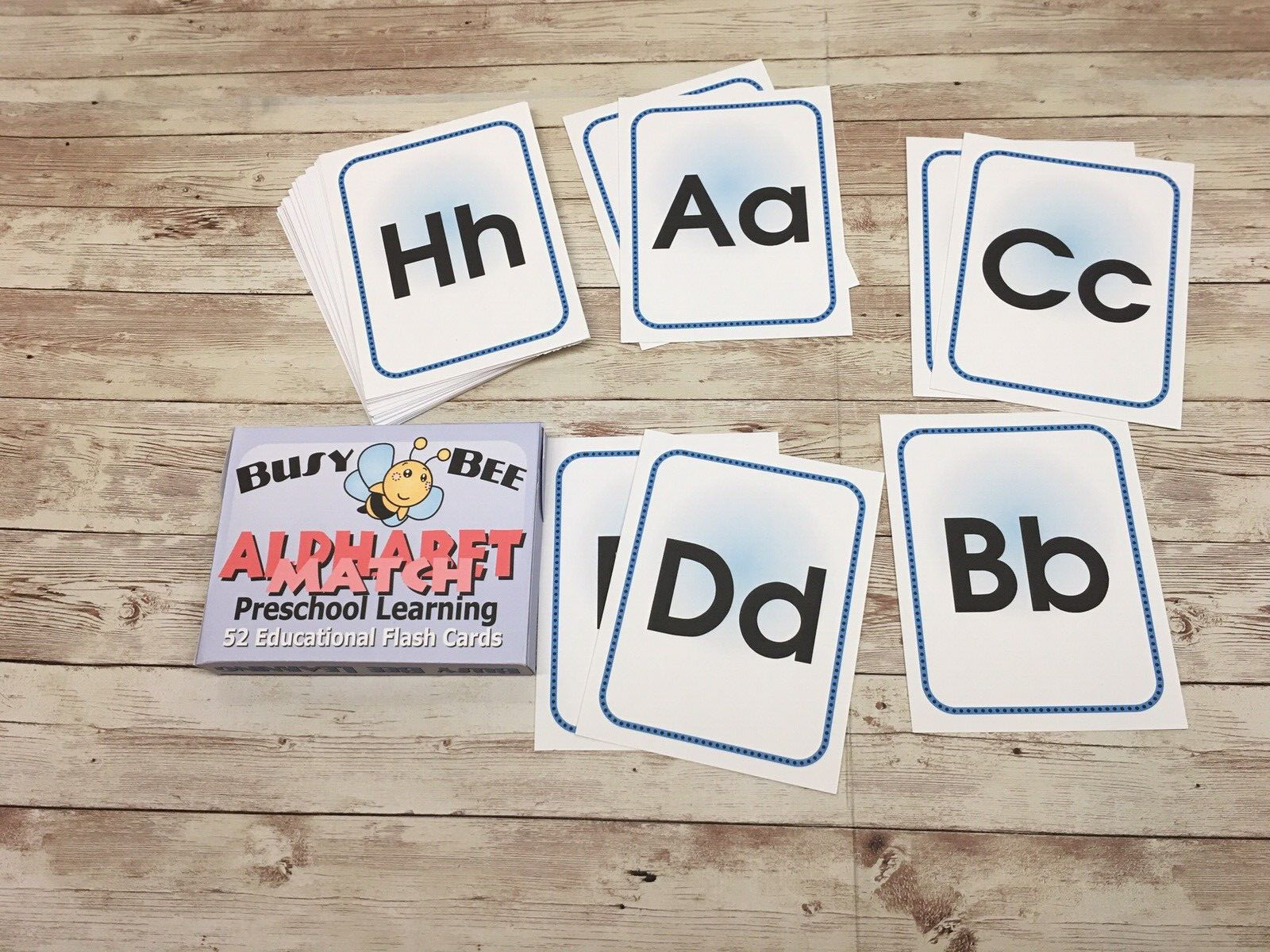 Set Of 10 – Alphabet Match – Busy Bee Preschool Learning – 52 Educational Cards