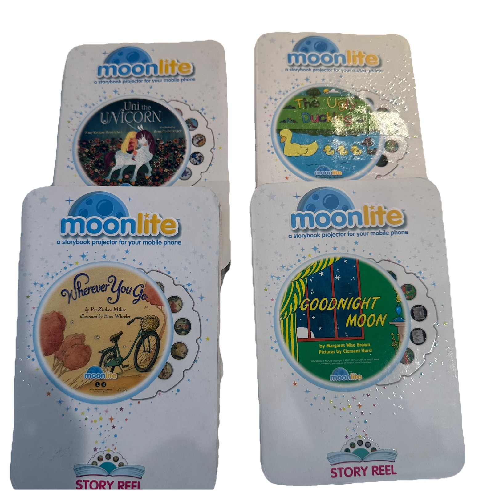 Moonlite Story Reel Lot Uni Unicorn, Goodnight Moon, Wherever You Go, Ugly Duck