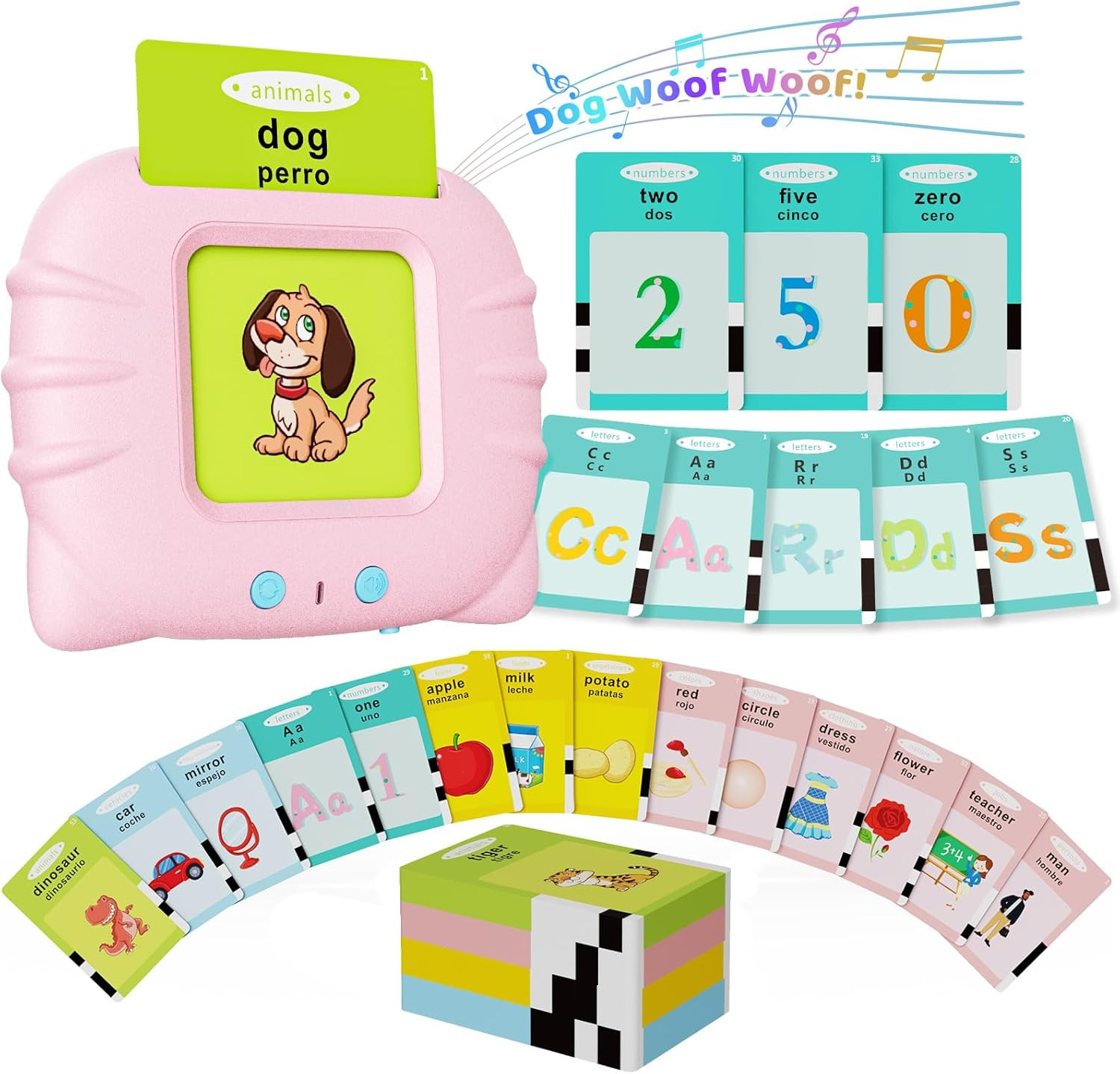 Toddler Toys Bilingual English and Spanish Talking Flash Cards for 1 2 3 4 5 6 Y