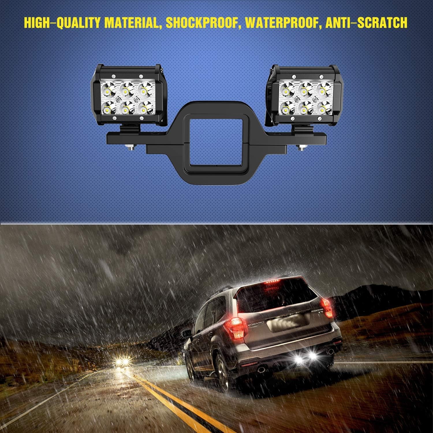 Tow Hitch Bracket 2″ Universal Mounting Kit Reverse Road LED Work Light for