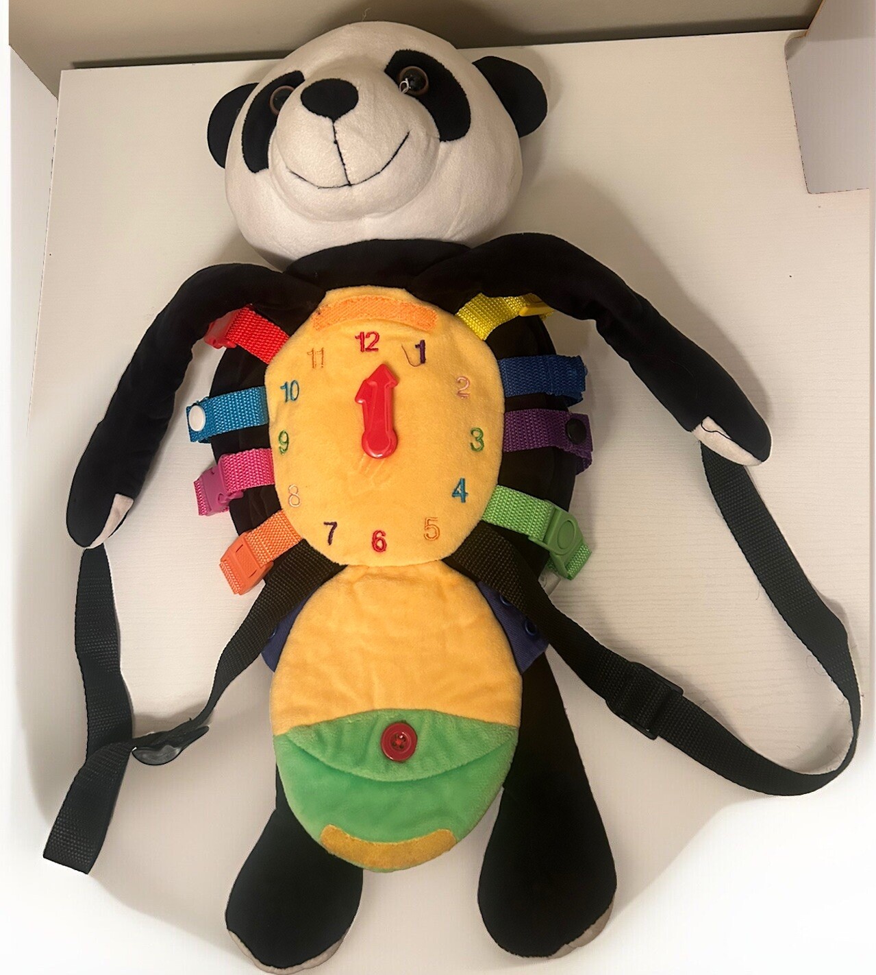 Buckle Toys Panda Backpack – Motor Skill Development Toy – Plush Learning Toy