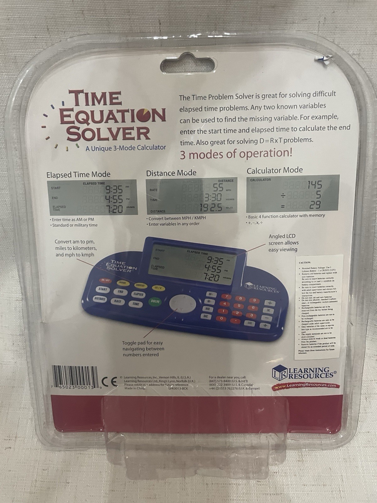 Learning Resources Time & Distance Equation Solver 3 Mode Calculator New