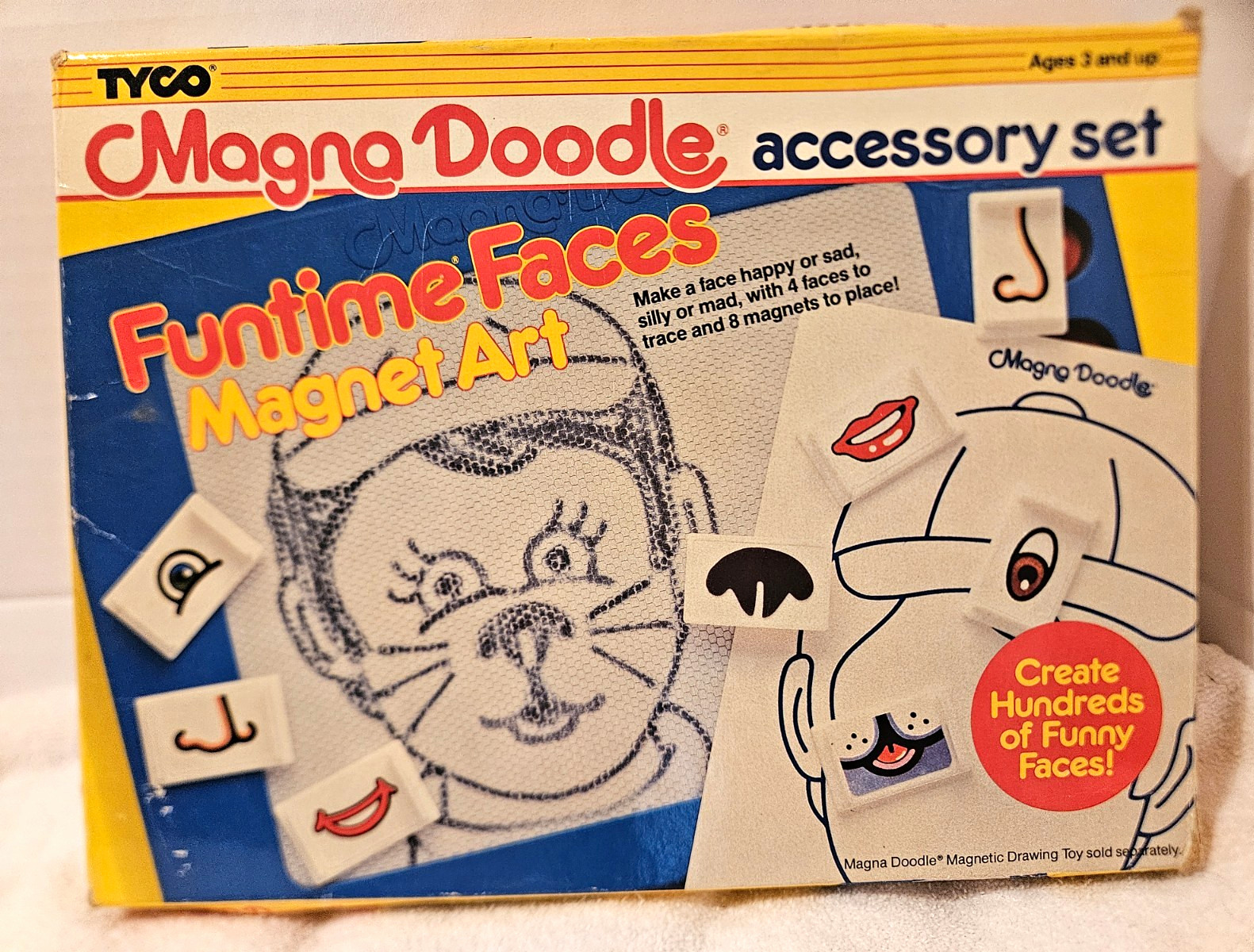 1990 Tyco Magna Doodle Funtime Faces Magnet Art Accessory Set 4831 – Complete