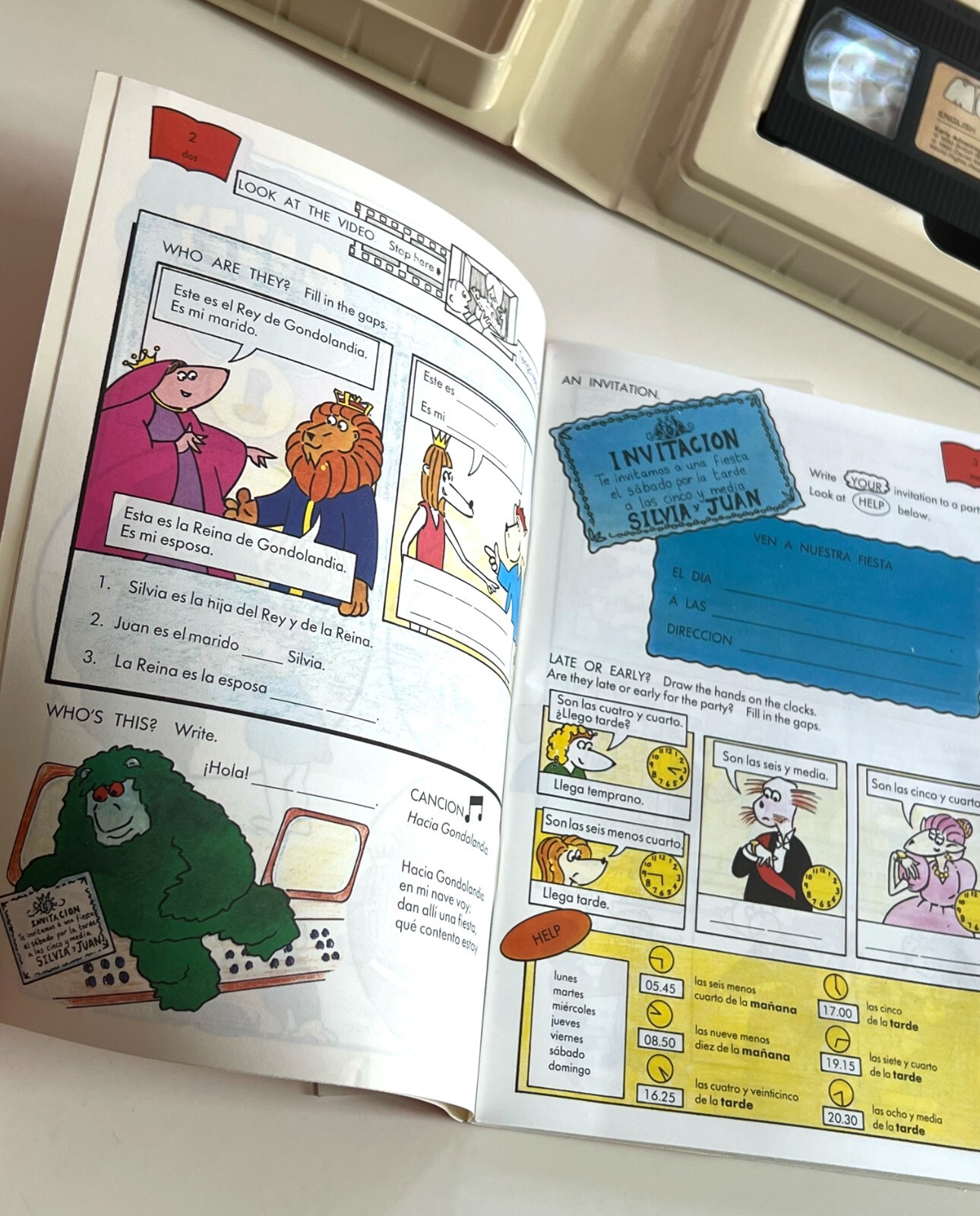 Vintage Muzzy Spanish Level II VHS & Cassette + Activity Book Tested WORKS 1990s