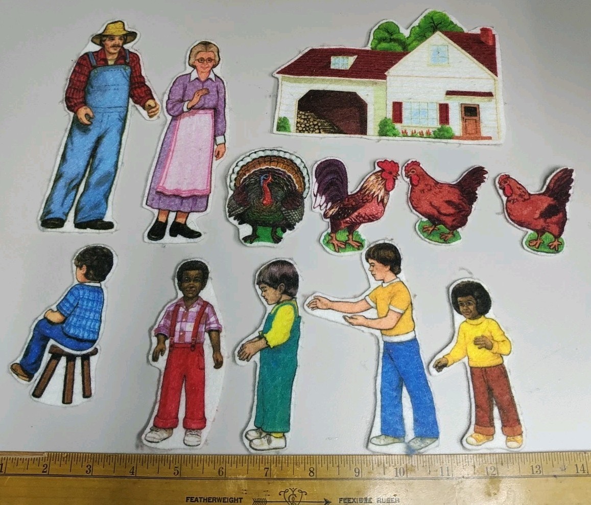 Felt Story Board Characters – Children – House – Chickens & Rooster – Mom & Dad