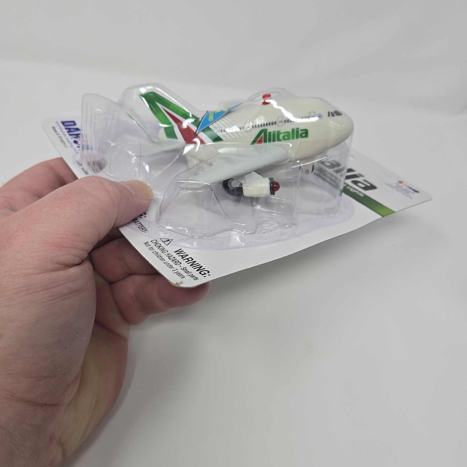 ALITALIA Toy Kids Fun Plane Jet Pull-Back Release Light Up & Noises HTF RARE New