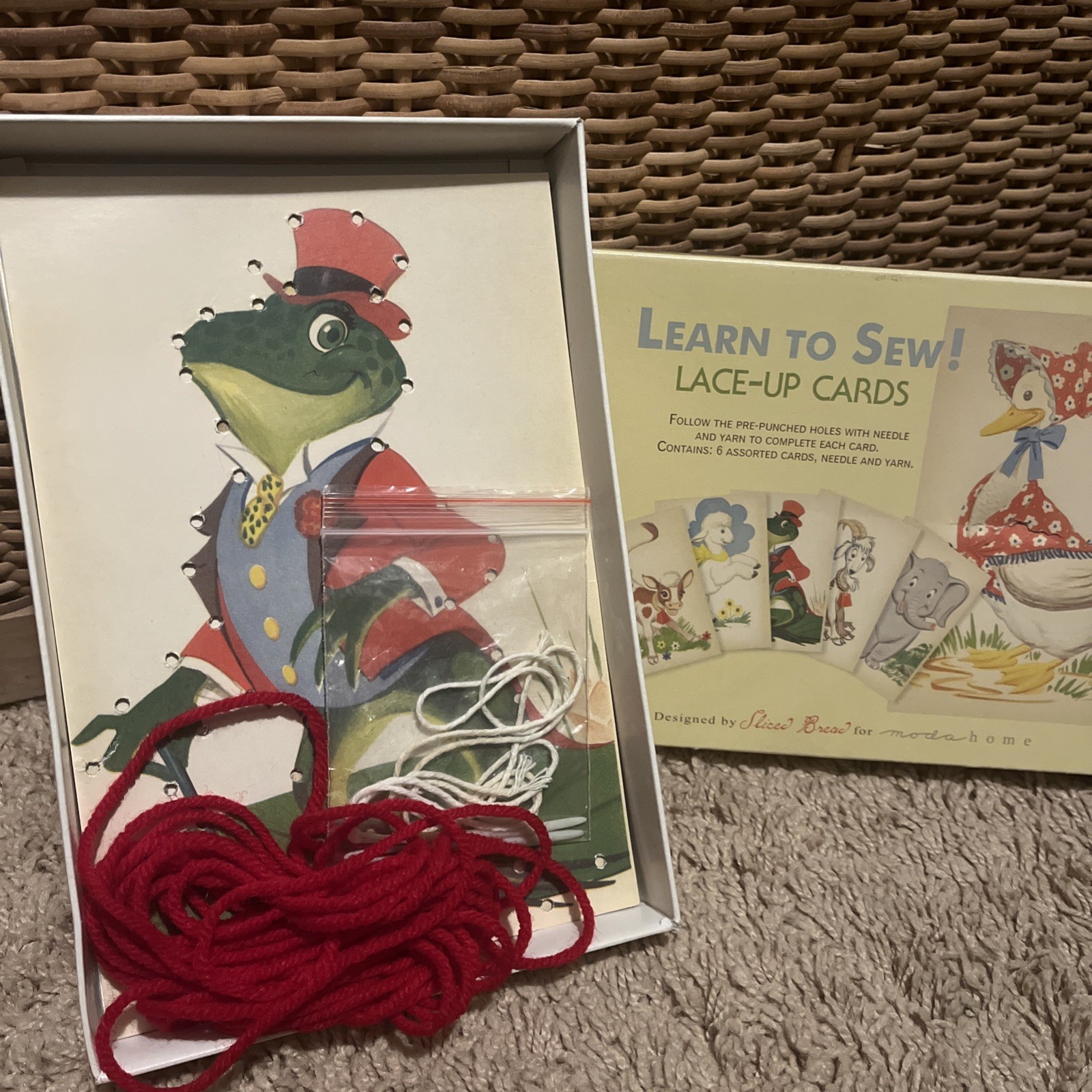 Vintage Style Sliced Bread by Moda Home Learn to Sew Lace Up Cards – Animals