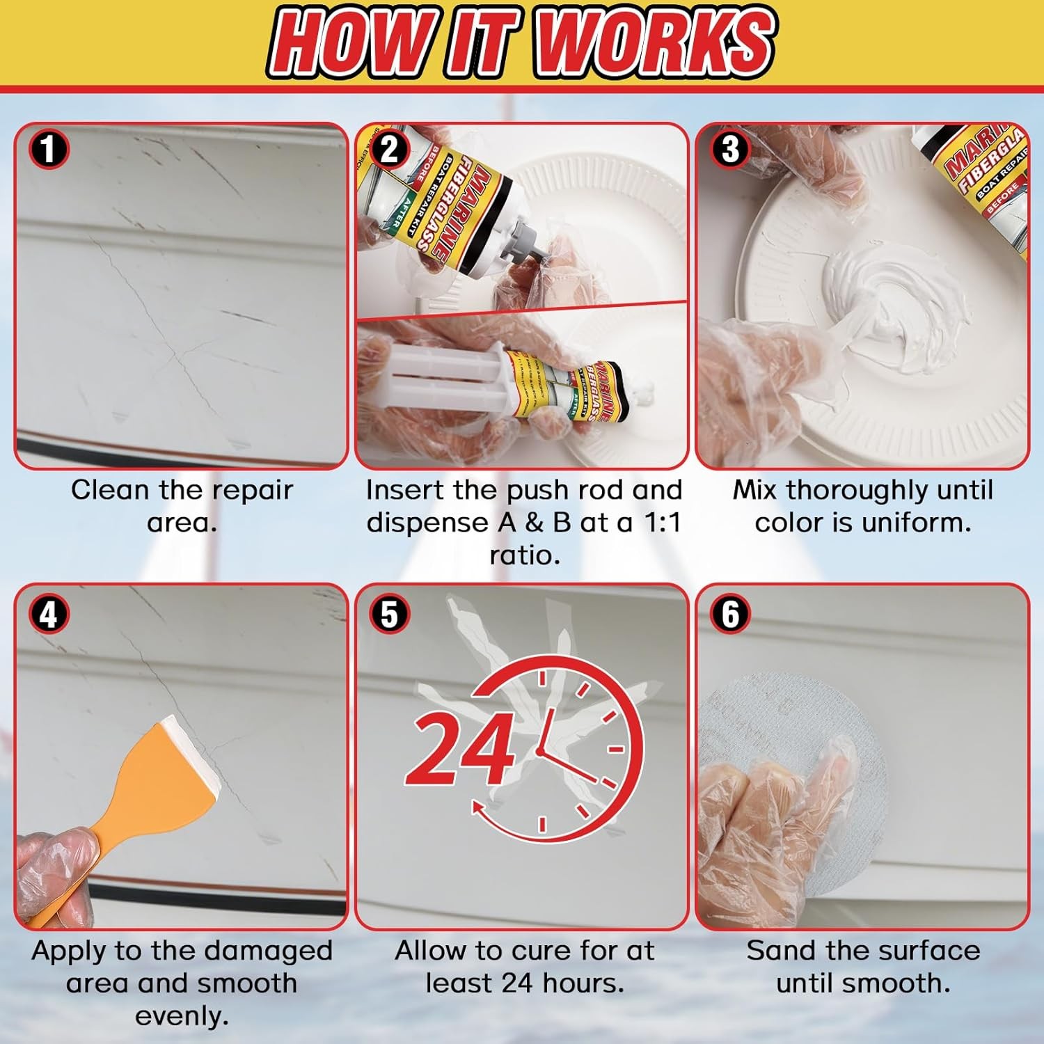 Fiberglass Boat Repair Kit Marine Gelcoat Repair Kit for Boats Water Damage