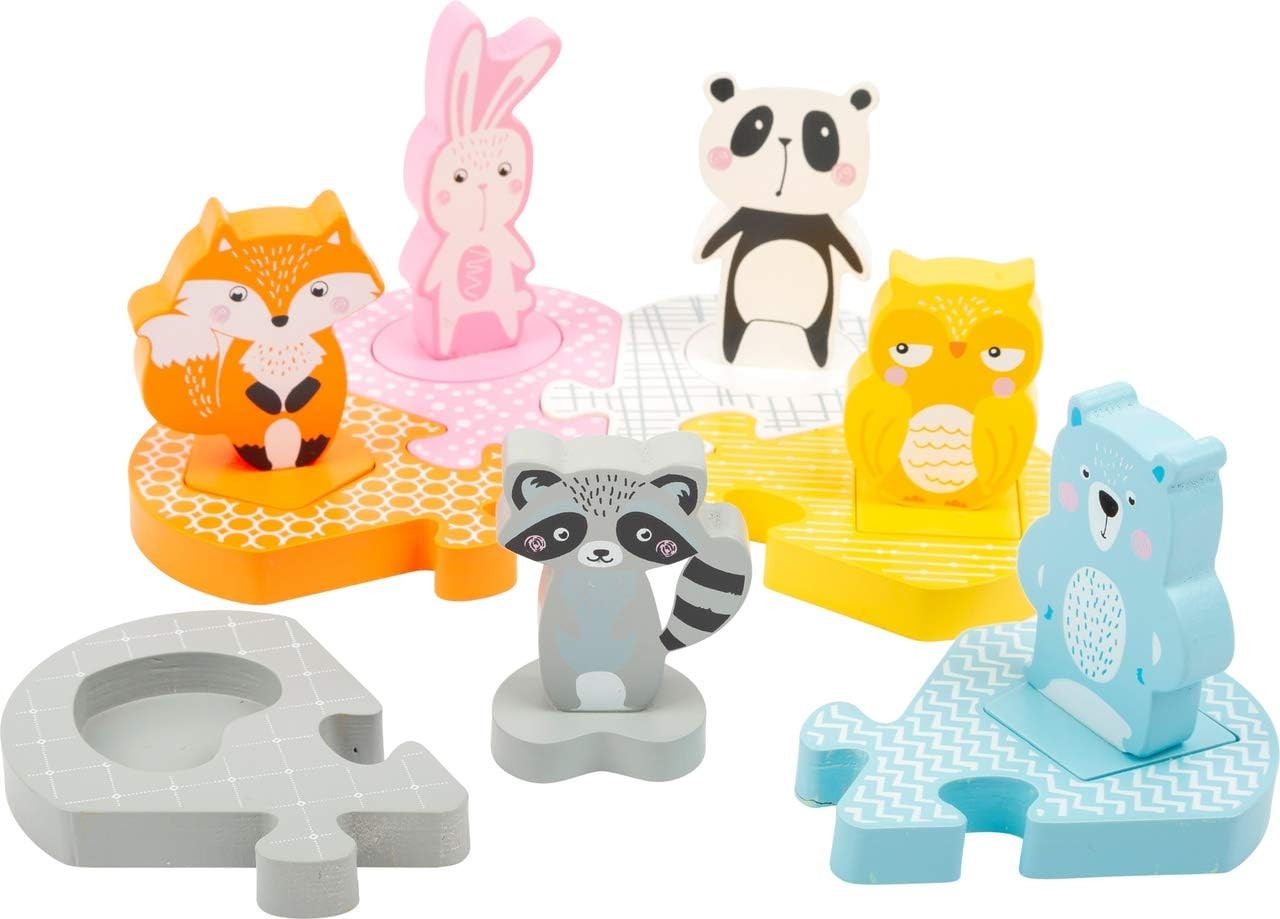 Small Foot 11472 Pastel Insert Puzzle, Motor Activity, with 6 Removable Animal F