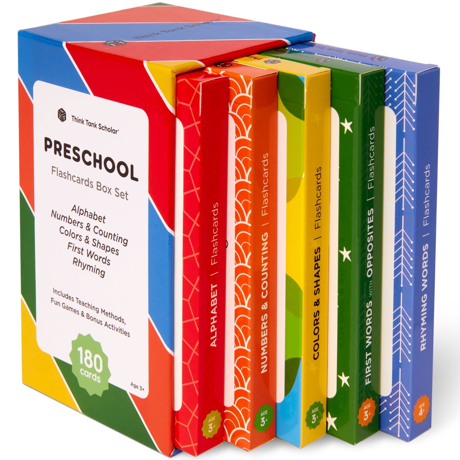 Educational Flash Cards Set for Kids – 180 Jumbo Cards for Learning Alphabet, Nu