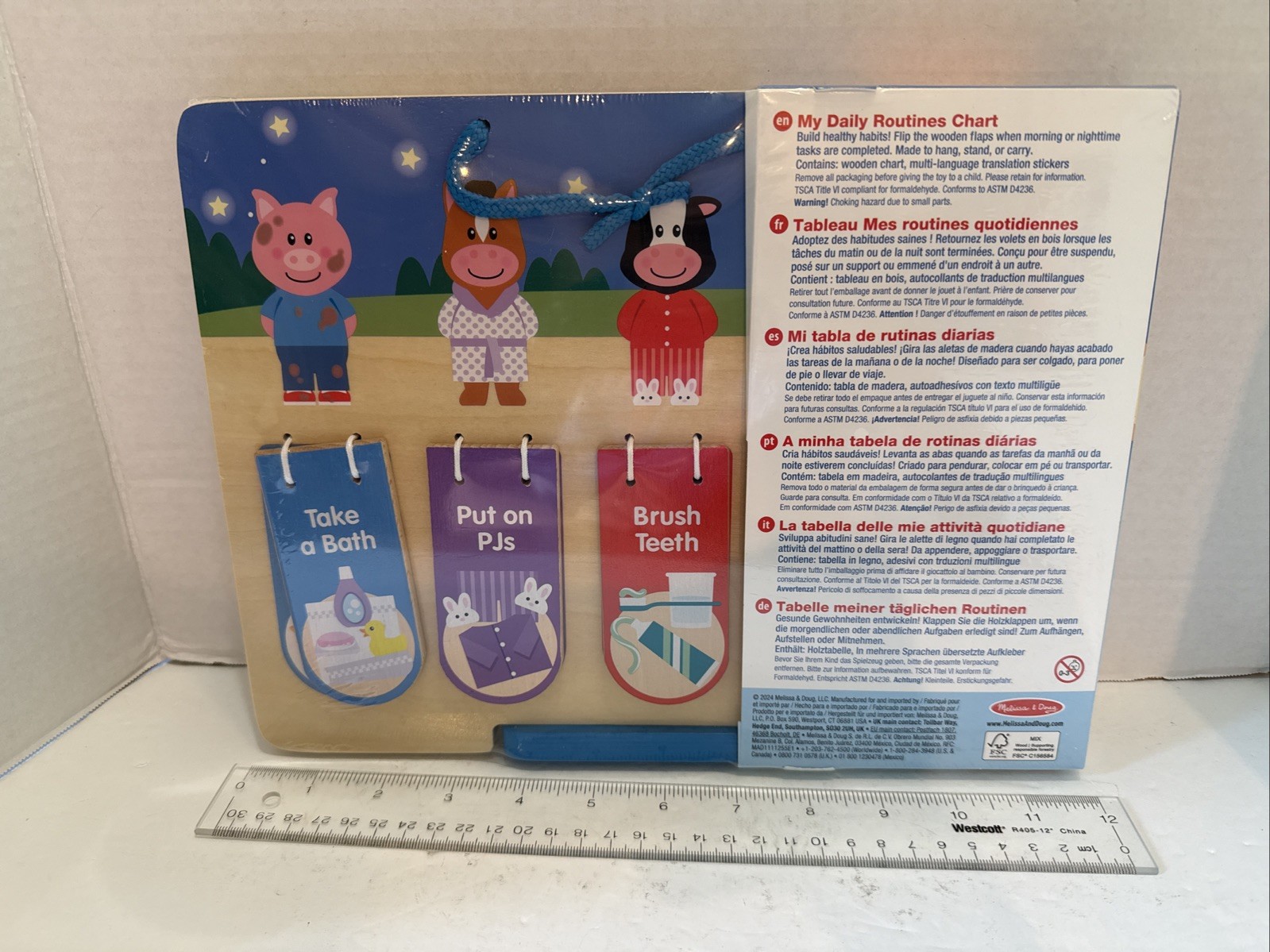 Melissa & Doug Wooden My Daily Routine Chart Hands On Learning Night Day