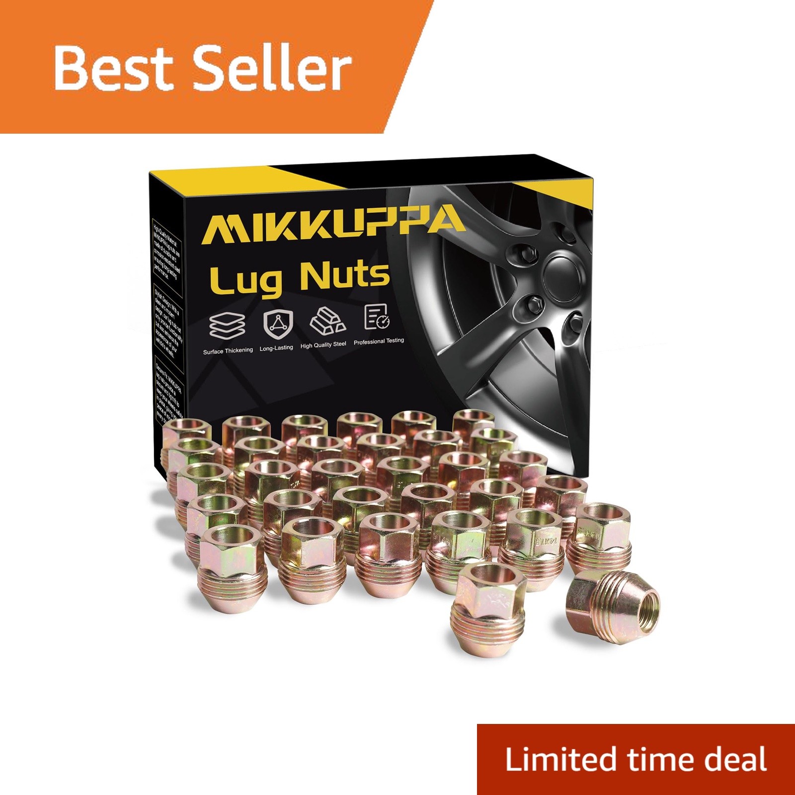 MIKKUPPA Gold M14x1.5 Lug Nuts 32 Packs Open End