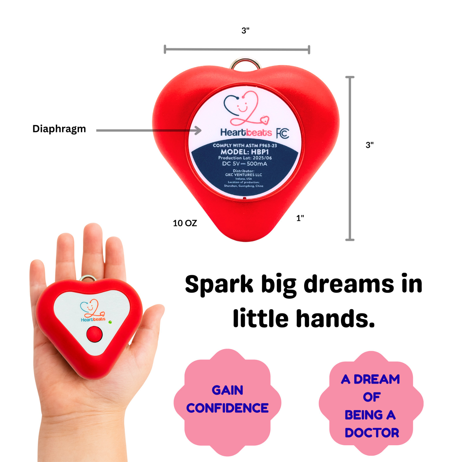 Heartbeats Electronic Stethoscope Toy w/ LED Display & 10X Sound Amplification