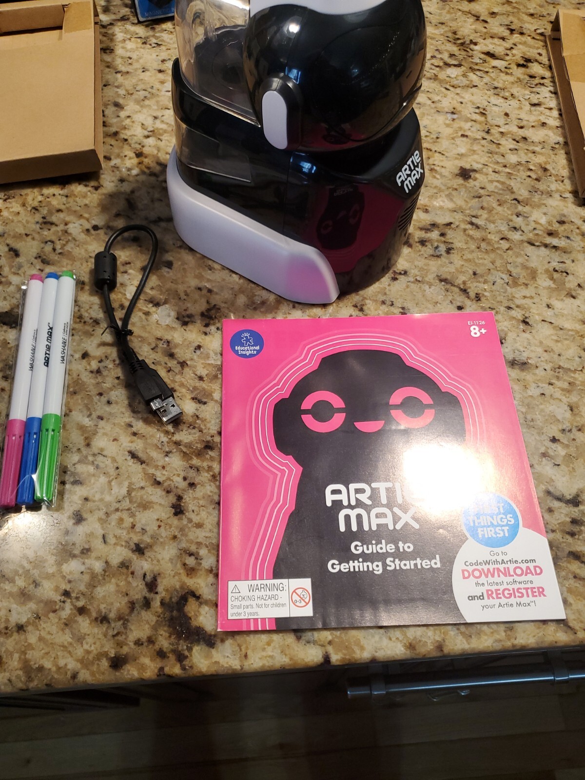Educational Insights EI-1126 Black White Artie Max the Coding Robot Used