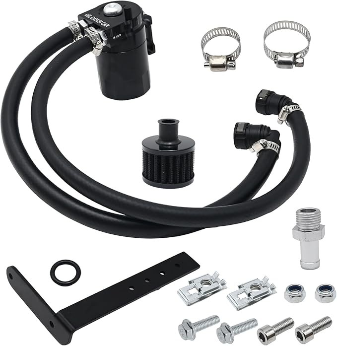 Oil Separator Reservoir Tank Engine Polish Baffled, 400ml Oil Catch Can Kit,
