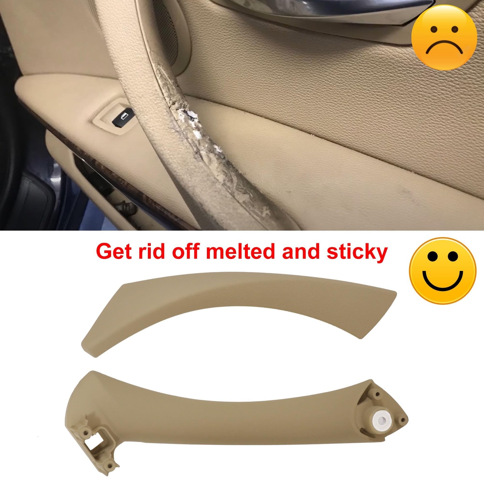 Beige Right Front Side Inner Door Panel Handle and Door Pull Outer Trim Cover…