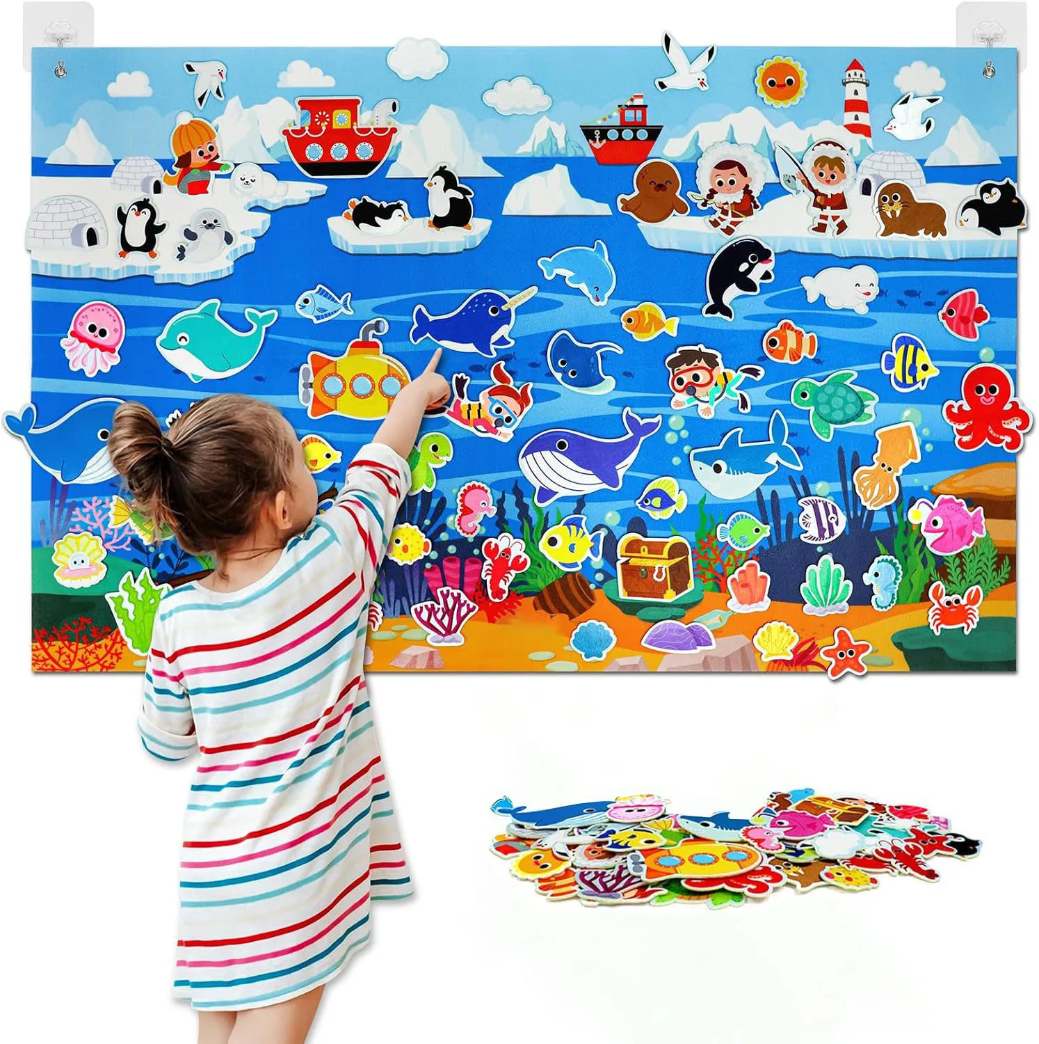 Kids Farm Animals Felt Story Board Set Toddler Storytelling Wall Hanging Toy