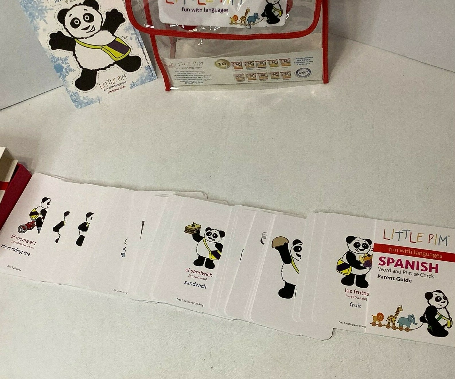 Little PIM Panda Spanish Set DVDs Word Cards Baby Toddler PBS Plush MISSING 1
