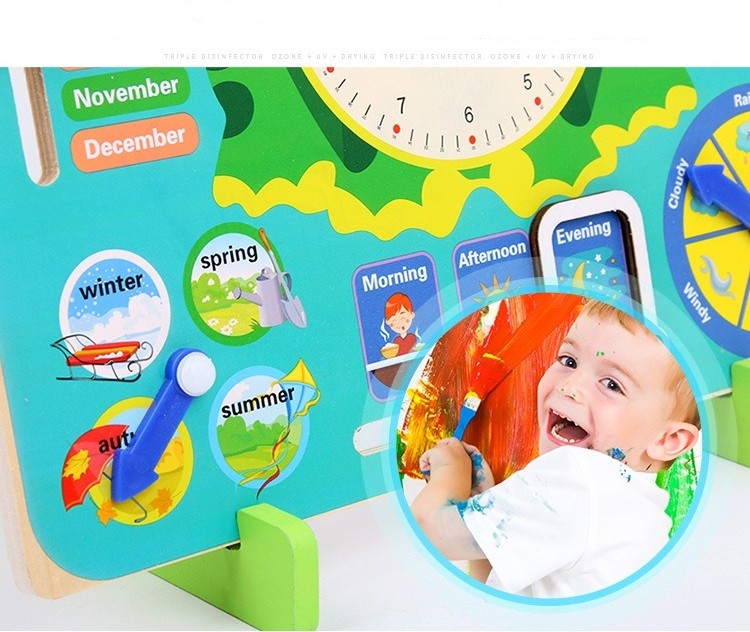Teaching Clock Kids Educational Toys Montessori Wooden Busy Board Kids Gift
