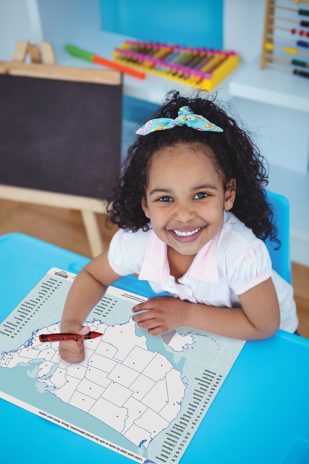 Interactive Write On Wipe Off USA Map Learning Mat for Kids Ages 6 and Up