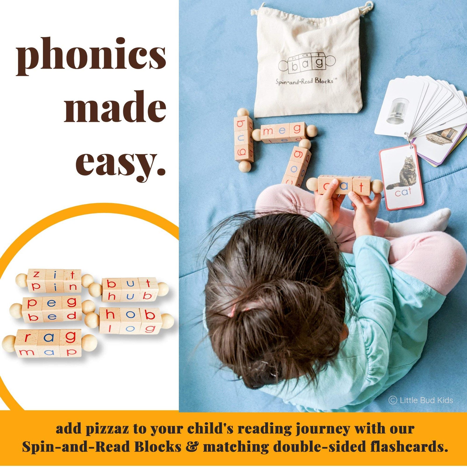 Spin-and-Read Montessori Phonetic Reading Blocks with CVC Phonics Flashcards …