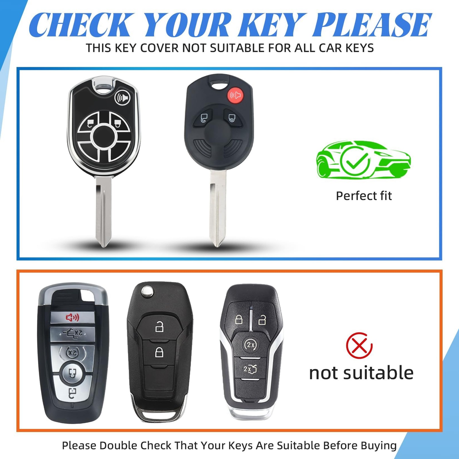 MILD EAST for Ford Key Fob Cover with Key Chain, Soft TPU Car Key Protector C…