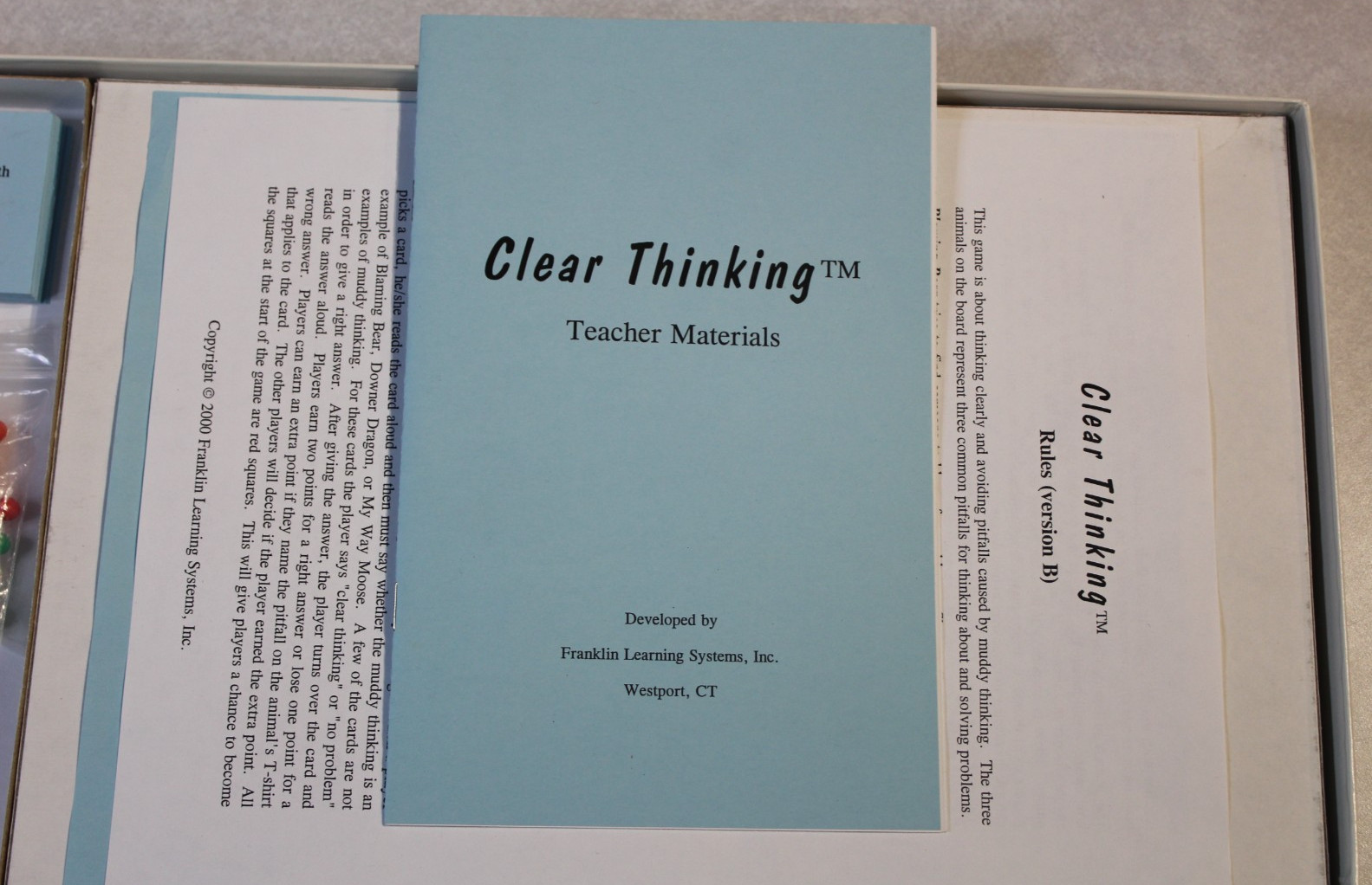 Homeschool Franklin Learning System Clear Thinking Gr 2-5 Interactive Board Game