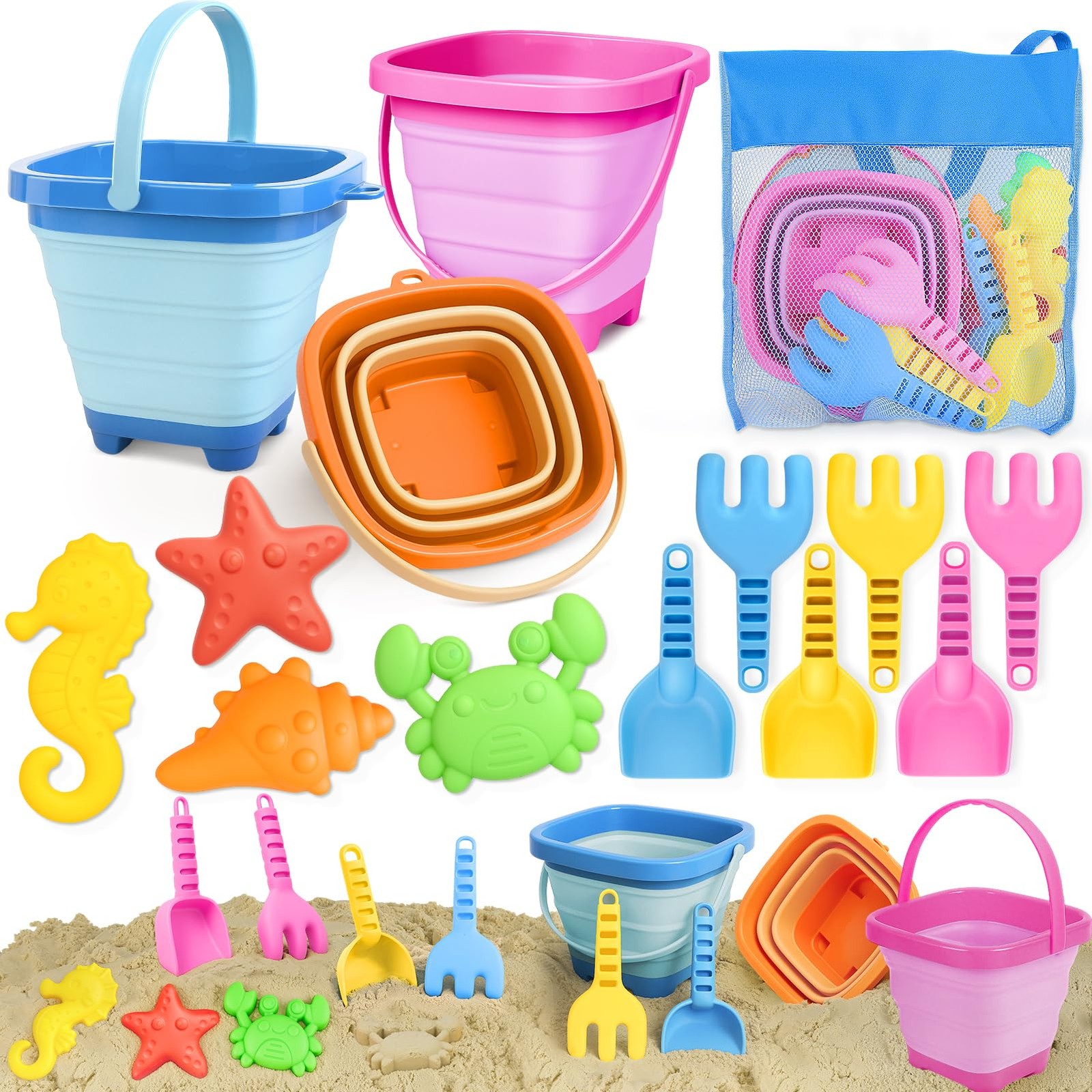 Dreamon Beach Toys for Kids Medium, Red, Orange, Yellow, Green, Blue, Pink