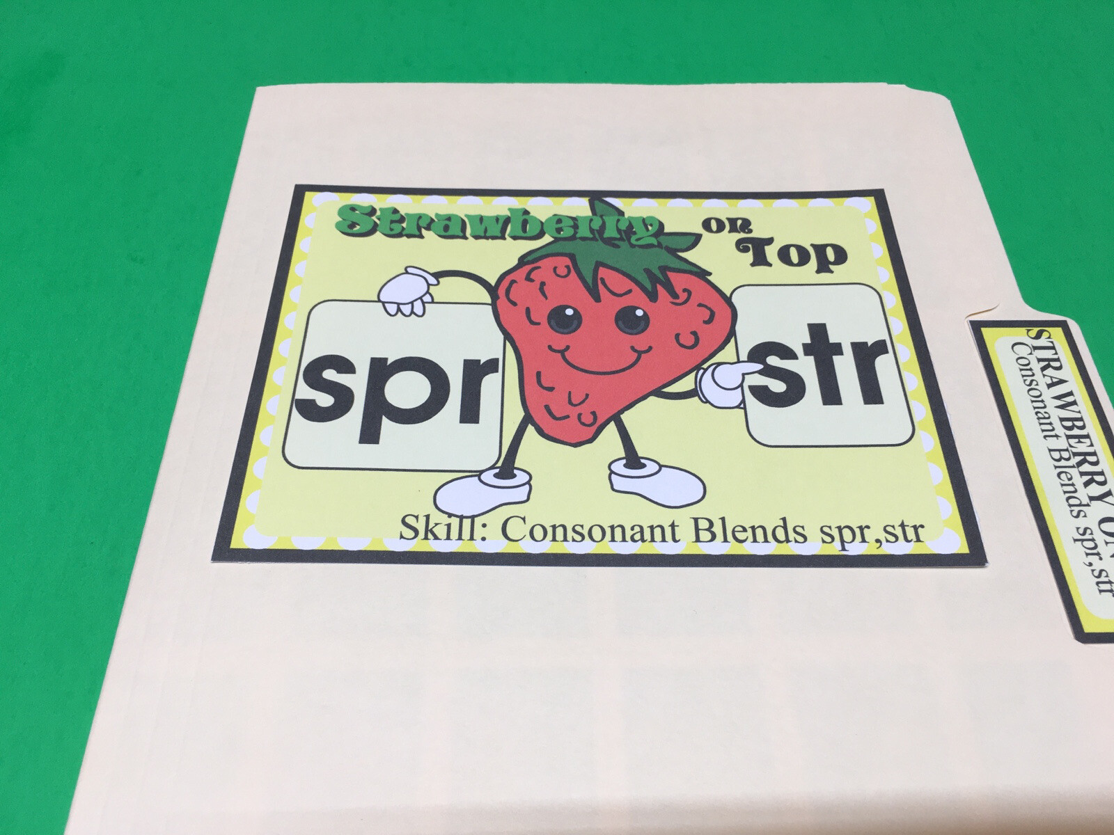 Strawberry On Top – Phonics Spr / Str – DIY File Folder game – Printed / Uncut